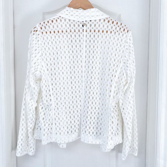 Marc Cain - Open-Front White Mesh-Lace Blazer - Picture 6 of 15